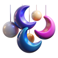 magnificent abstract Crescent Moons and Spheres Abstract 3D Render detailed png
