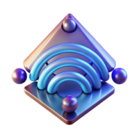 Abstract Wifi Symbol 3D Render of Wireless Network Connection png