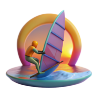 extraordinary abstract Sunset Windsurfing A 3D Render of an Athlete high resolution png