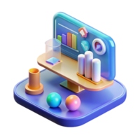 vibrant minimalist Data Visualization 3D Isometric Dashboard Design high quality png