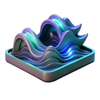 wonderful artistic Abstract 3D Waves Gradient, Teal, Blue, Digital Art authentic png