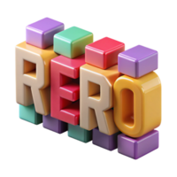 serene creative Colorful 3D Block Letters Rero Design authentic png