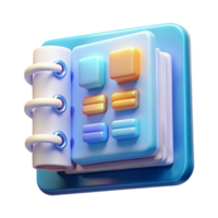 impressive modern 3D Spiral Notebook App Icon Design high resolution png