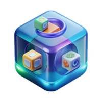 3D Colorful Cube Abstract Blocks Design png