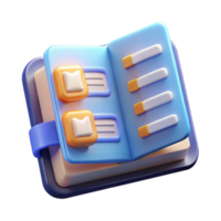 Digital Notebook 3D Render of Organized Notes Data png