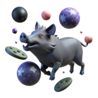 dramatic vintage Playful Boar with Colorful Spheres and Discs authentic png
