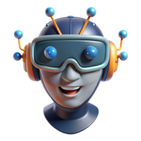 Happy Robot with VR Goggles AI Technology png