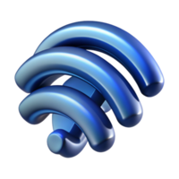 Wireless Network Signal 3D Render of Blue Connection Icon png