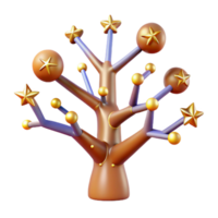 stunning artistic 3D Render of Abstract Tree with Stars and Orbs high resolution png