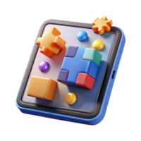 impressive traditional 3D Puzzle Blocks on Tablet Screen Interactive Game Design exclusive png