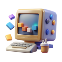 elegant rustic Retro Computer with Colorful Blocks and Data Visualization genuine png