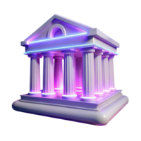 beautiful abstract Neon Temple 3D Render of Classical Architecture with Glowing Lights authentic png