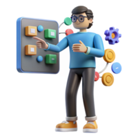 dramatic minimalist 3D Cartoon Character Using Interface System Control and Design authentic png