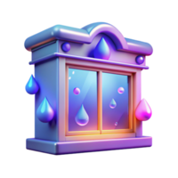 Rainy Window 3D Render of Colorful Glass Pane png