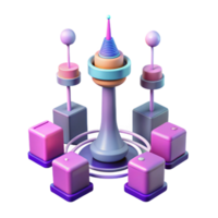 elegant rustic Abstract Network Tower 3D Render of Futuristic Communication System authentic png