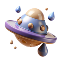 vibrant traditional 3D Render of Cartoon Spaceship with Droplets high quality png