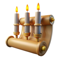 impressive minimalist Three Candles on a Scroll A 3D Render premium png