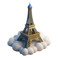 wonderful traditional Eiffel Tower in the Clouds A 3D Render detailed png