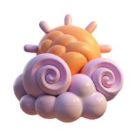 vibrant abstract Cartoon Sun and Clouds 3D Render genuine png