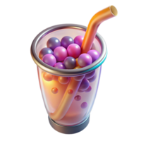 Sphere Beverage in Glass with Straw png