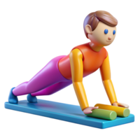 impressive abstract 3D Render of Person Doing Plank Exercise authentic png