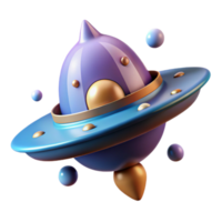 3D Render of Cute Cartoon Spaceship png