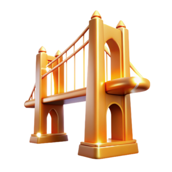 extraordinary vintage Golden Suspension Bridge 3D Model high resolution png