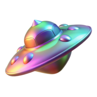 Iridescent UFO 3D Render of a Spaceship png