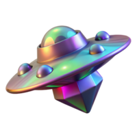 stunning artistic Iridescent UFO 3D Render of Futuristic Spaceship genuine png