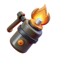 beautiful minimalist Flaming Torch 3D Model Realistic Render 4K png
