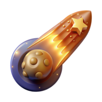 magnificent abstract Shooting Star with Planet 3D Render high resolution png