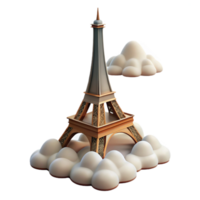 Eiffel Tower in the Clouds A 3D Render png