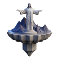Christ the Redeemer Statue on Mountaintop Island png