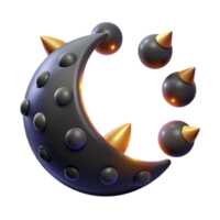 extraordinary vintage Crescent Moon with Spikes 3D Render premium png