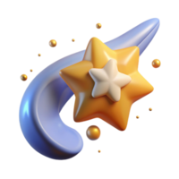 stunning artistic 3D Render Star and Crescent Moon Design authentic png
