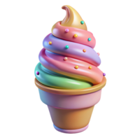 serene minimalist Rainbow Swirl Soft Serve Ice Cream Cone high resolution png