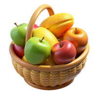 vibrant traditional 3D Render of Fruit Basket with Apples and Mango authentic png