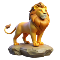 dramatic traditional 3D Cartoon Lion on Rock authentic png