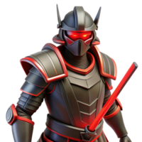 serene contemporary Red and Black Armored Warrior 3D Render high resolution png