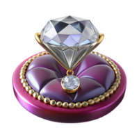 magnificent rustic 3D Render of Diamond on Purple Cushion authentic png