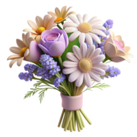 extraordinary minimalist 3D Render Pastel Flower Bouquet Illustration professional png