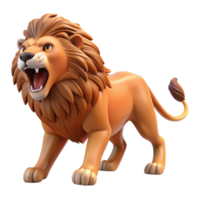 serene traditional Roaring Cartoon Lion 3D Render high quality png