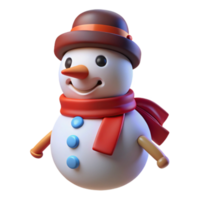 serene classic 3D Render of a Cheerful Snowman premium png