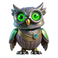 wonderful minimalist 3D Render of a Robotic Owl high resolution png