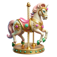 impressive abstract Whimsical Carousel Unicorn 3D Render authentic png
