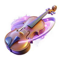 wonderful abstract 3D Violin Illustration, Glowing Strings authentic png