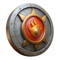 impressive minimalist Fiery Sun Shield 3D Render professional png