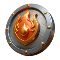 beautiful creative 3D Render Golden Fire Emblem Shield exclusive png