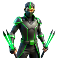 wonderful minimalist Green Ninja 3D Render high quality png