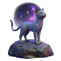 serene rustic Cosmic Cat 3D Render 4K png